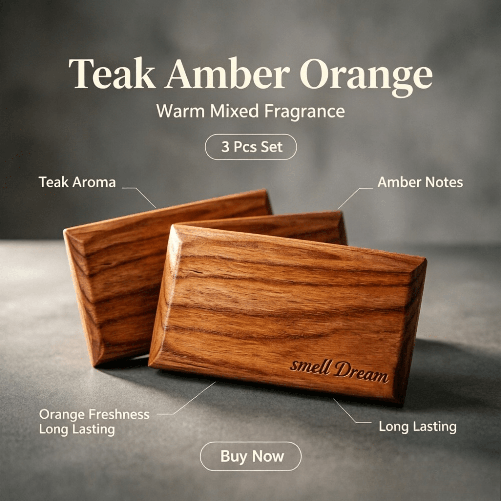 Home Fragrance Oud - Auto-luchtverfrisser Teak Amber Oranje Houtgeur Blok
